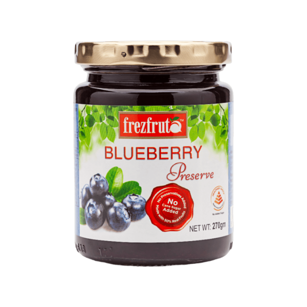 Frezfruta Blueberry Preserve In A Jar On White Background