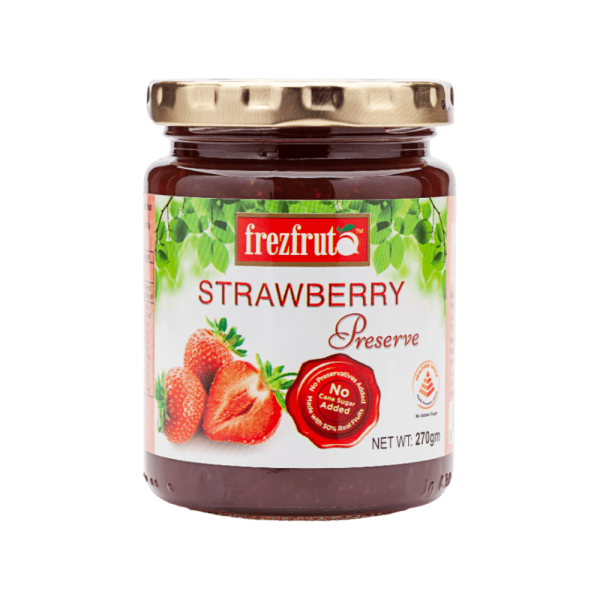 Frezfruta Strawberry Preserve In A Jar On White Background